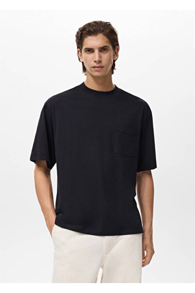 MANGO Man Tricou cu buzunare, 100% bumbac, cu croiala boxy