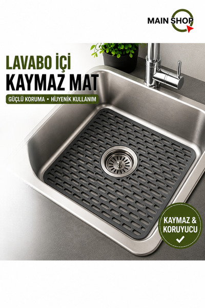 MAİN SHOP Dikdörtgen Silikon Ayarlanabilir Kaydırmaz Lavabo Üst ve İç Matı 33...