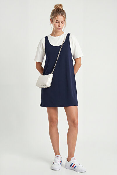 Lovelyİstanbul Mini T-Shirt Dress Double Modal Set Lnt0040 Dark Blue