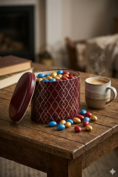 EVLE Ef004-e1 Trellis Old Burgundy Patterned Oval Metal Storage Container 11x...