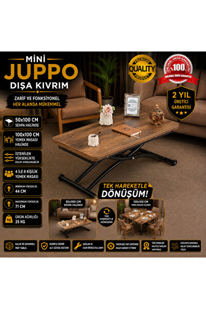 SEHPAM AKILLI Akıllı Sehpa Mini Juppo Üst Tabla Mdf Barok Koyu Ceviz Oval Köş...