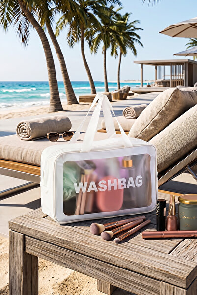 Porsima 3142-1 Şeffaf Seyahat ve Makyaj Çantası Su Geçirmez Organizer Washbag...