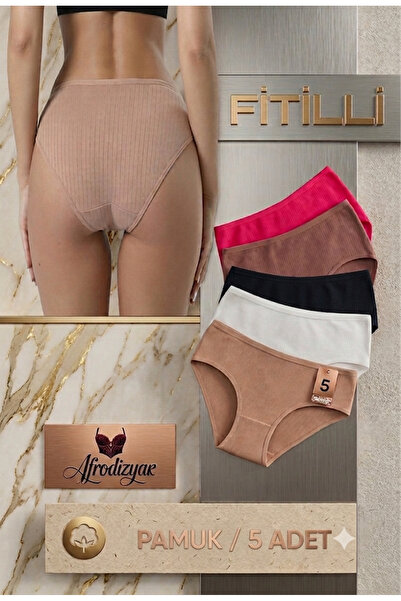 Afrodizyac 5’li Fitilli %100 Pamuk Yüksek Bel Slip (EXTRA ESNEK VE YUMUŞAK)