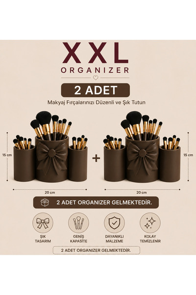 HEDİX DİGİTAL Hedix 3-Piece Milk and Coffee Decorative Desktop Brush Holder/P...