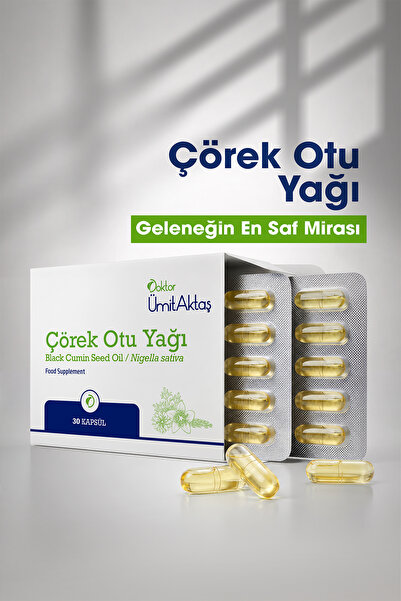 Dr. Ümit Aktaş Çörekotu Yağı - Helal Sertifikalı Soğuk Sıkım 30 Kapsül