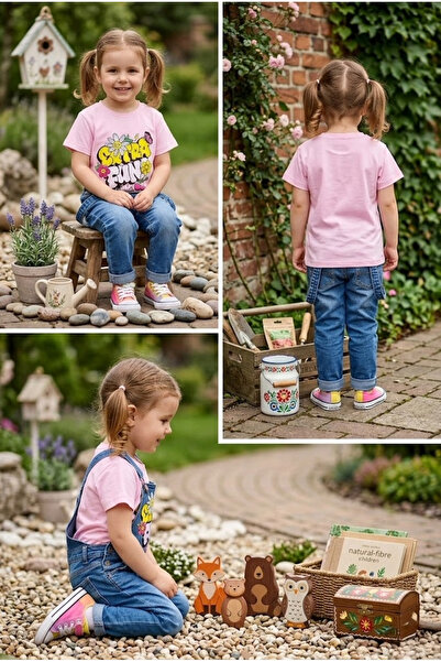 meyastore Girl's T-Shirt with Daisy Butterfly Print