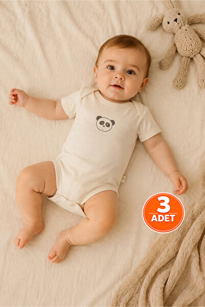 ZUMI BABY KIDS طقم ملابس داخلية للأطفال من القطن بأكمام قصيرة مطبوع عليه كريم...