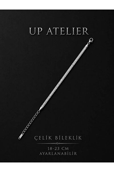 Up Atelier Adjustable Length Stainless Steel Flat Men's Bracelet