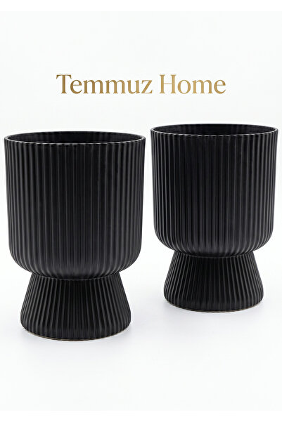 TEMMUZ HOME Lotus 2'li Set 1.8 Litre Ayaklı Saksı - 19.5 cm X 14 cm Çiçek ve ...