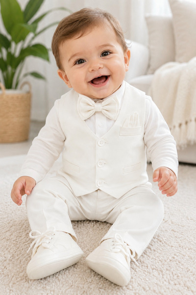 Calide Baby&Kids Erkek Bebek Papyon & Kravatlı Özel Gün Kıyafeti - 7'li Set M...