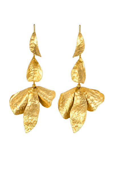 Store Diva Charm Zarif Vintage Esintili Mat Çiçekli Düştüren Küpe