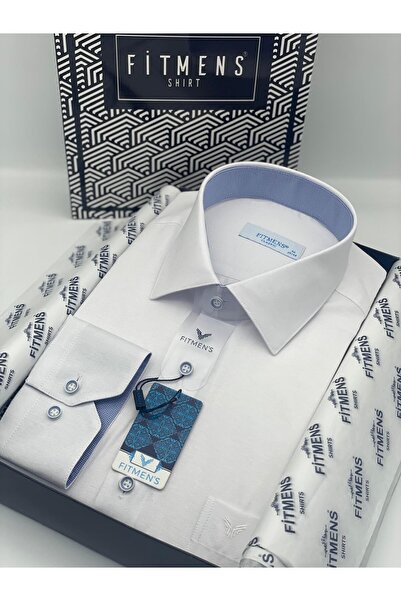 Fitmens Klasik Uzun Kol Keten Cotton Hediye Kutulu Erkek Gömlek FS-001261 - B...