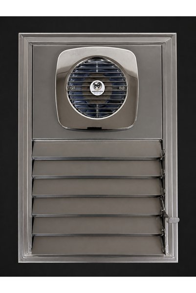 Meridyen Menfez Panou de baie din aluminiu cromat 30x60 cu ventilator