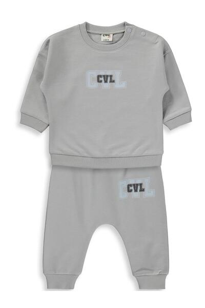 Civil Baby CVL Baskılı 6-18 Ay Takım - Gri