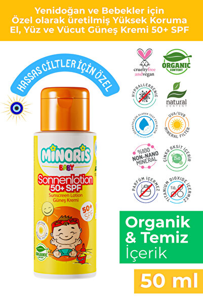 Minoris Baby Organik Bebek Güneş Kremi 50 SPF+ 50 ml