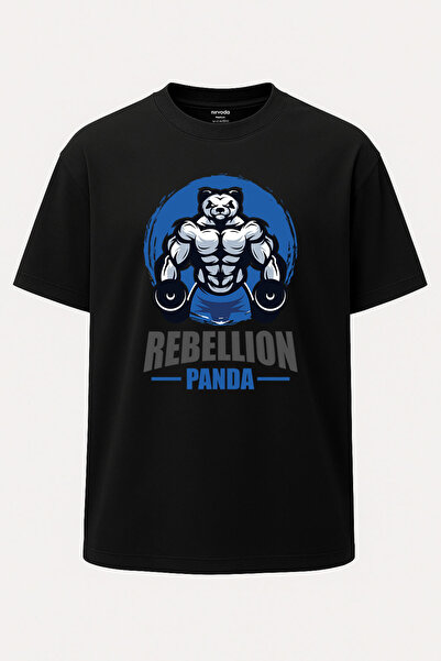 nirvoda Tricou cu imprimeu unisex Muscular Panda Fitness GYM oversize