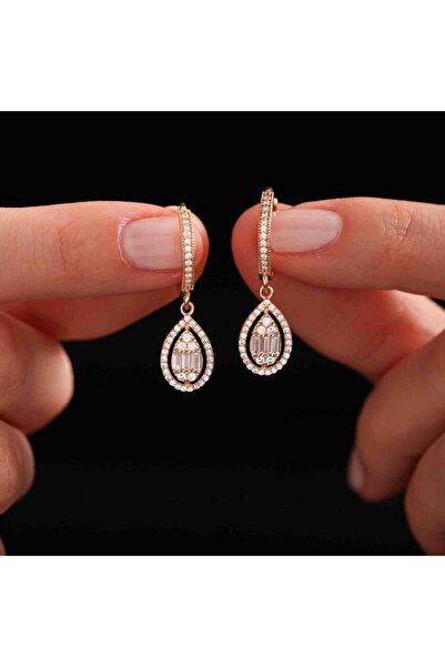 Sembol Gold Sallantılı Altın baget Küpe Damla