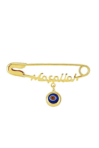 Sembol Gold Maşallah Altın Çengel İğne Göz Boncuklu Unisex