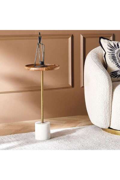 PAN HOME Bartol Accent Table Marble Large - Natural & White
