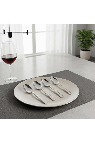 PAN HOME ملعقة عشاء أوربيت 4 قطع 19.5 سم - كروم