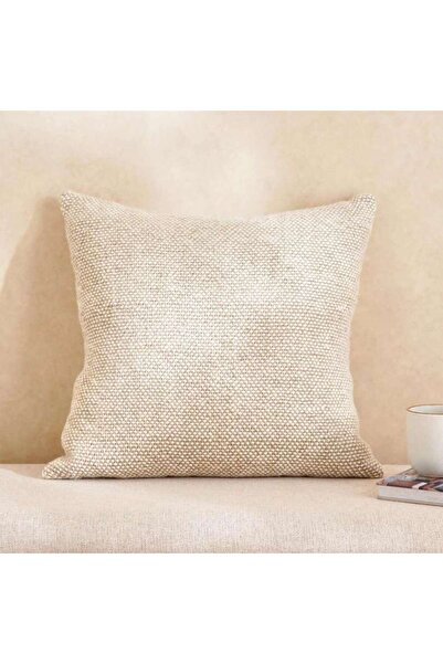 PAN HOME Chunky Linen Handwoven Downfeel Filled Cushion With Wooden Buttons 5...