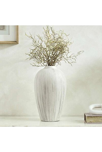 PAN HOME مزهرية سيراميك أزول على شكل أمفورا 20×20×34 سم - رمادية اللون