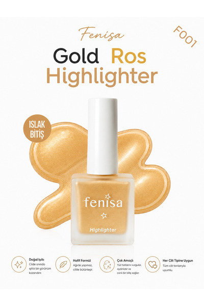 FENİSA Ciltle Bütünleşen Kalıcı Likit Aydınlatıcı Gold Ros Highlighter (F001)