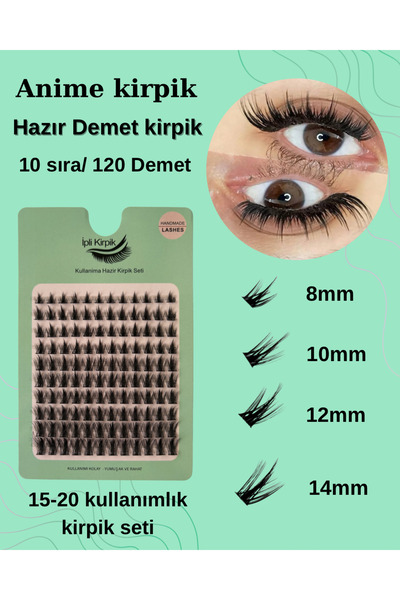 5D Kirpik Hazır Demet Tekli Kirpik – Anime Etkili Gerçek Kıl Mix (8-14 mm) – ...