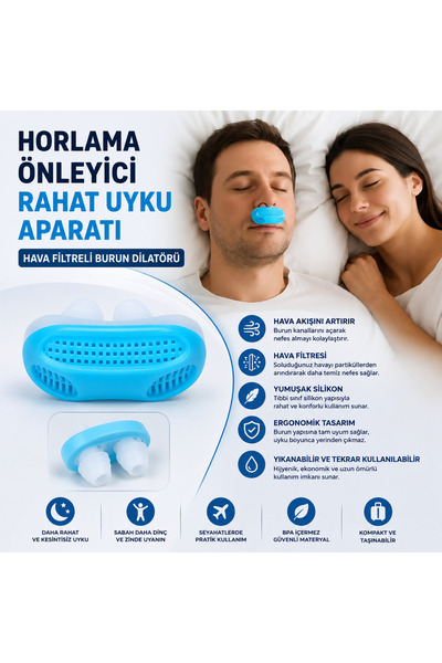 yusa stores Horlama Önleyici Rahat Uyku Aparatı - Hava Filtreli Silikon Burun...