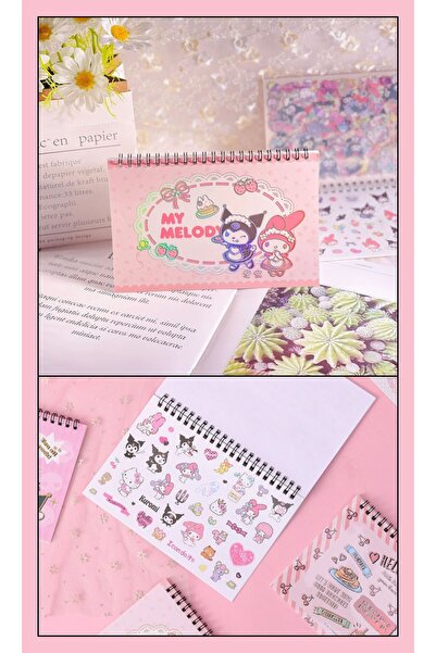 TOYFEST Spiral Defterli My Melody Kuromi Model Normal ve Şeffaf Sticker Dergi...