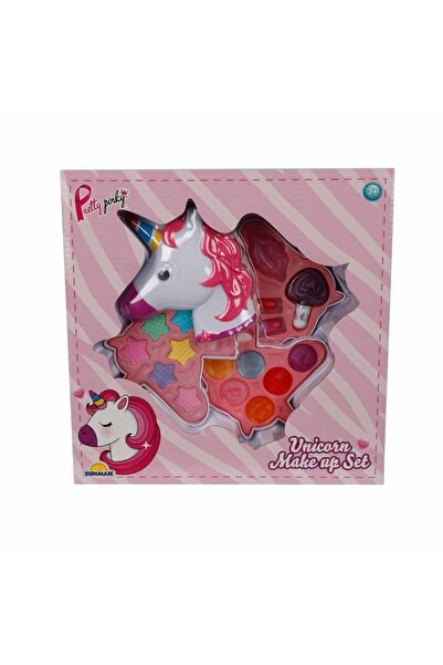 Sunman Unicorn Şekilli 3 Katlı Kız Çocuk Makyaj Güzellik Seti