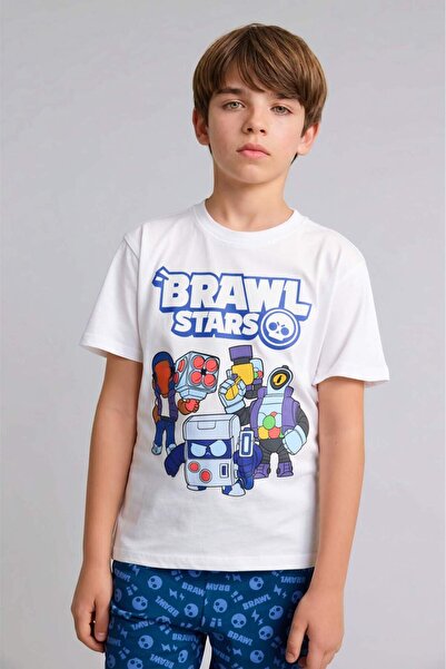 DeFacto 100% Cotton Brawl Stars Regular Fit 2-Piece Pajama Set for Boys H3540A826Sm