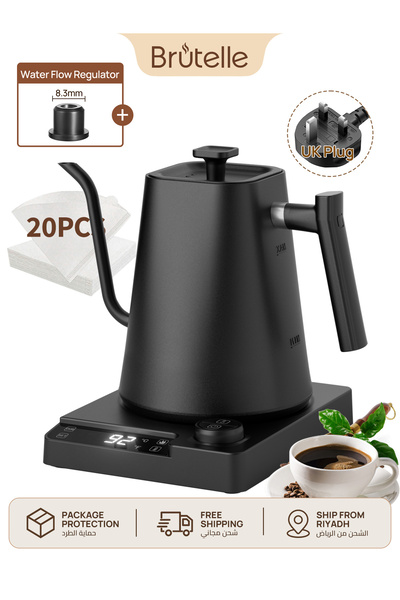 Brutelle غلاية قهوة كهربائية V60 Gooseneck 1200 واط تحفظ الدفء لمدة 24 ساعة ل...