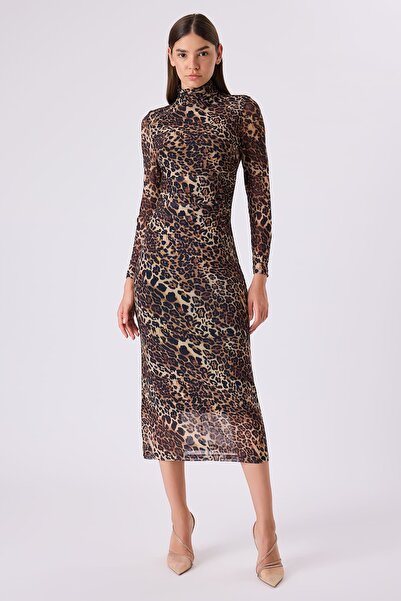 FEVER Leopar tül elbise