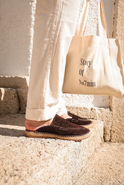 no7man Hera Brown Leather Men's Slippers