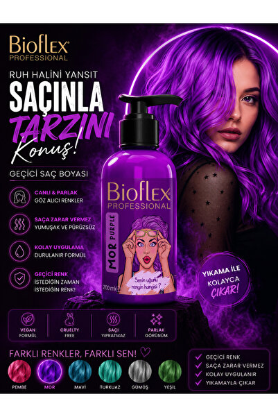 Bioflex Amonyaksız Geçici-renkli Color Renkli Saç Boyası Balyaj Boya Mor 250 ...