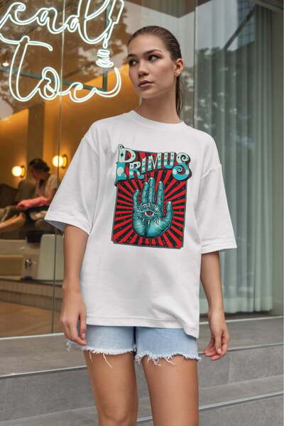 buzagi tasarım ürünleri Primus Oversize Fit Unisex White T-Shirt