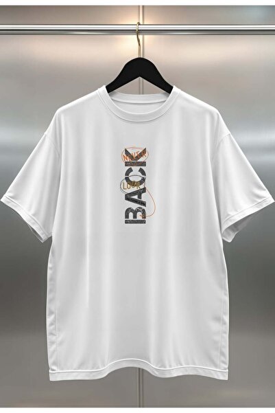 buzagi tasarım ürünleri Organic Cotton Digital Printed Oversize White T-Shirt