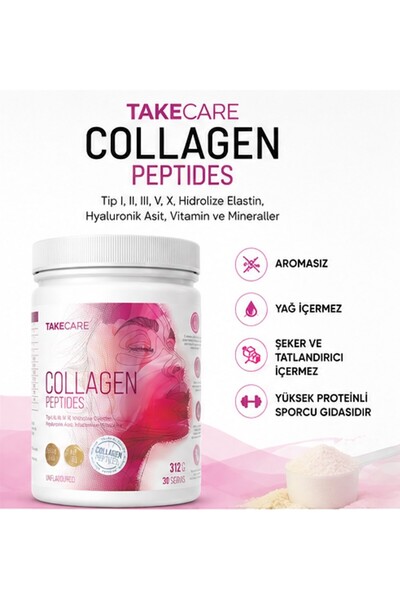 TakeCare Collagen Peptides Tip I, Iı, Iıı, V, X, Hidrolize Elastin, Hyaluroni...