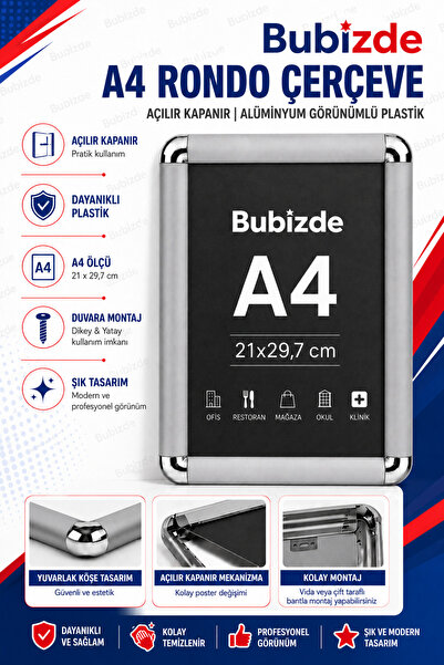 Bubizde A4 Rondo okvir - Okvir za postere - Okvir za dokumente - Plastični ok...