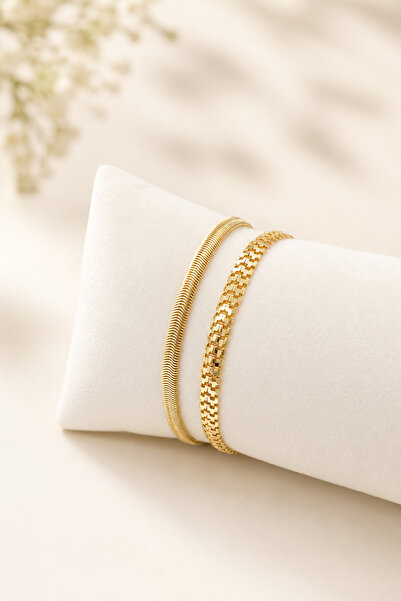 Crc Bijuteri Gold Color Elegant and Stylish Women's Bracelet Set