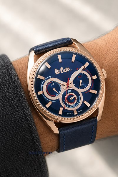 Lee Cooper ساعة يد رجالية أصلية بوظائف متعددة مع حزام جلدي