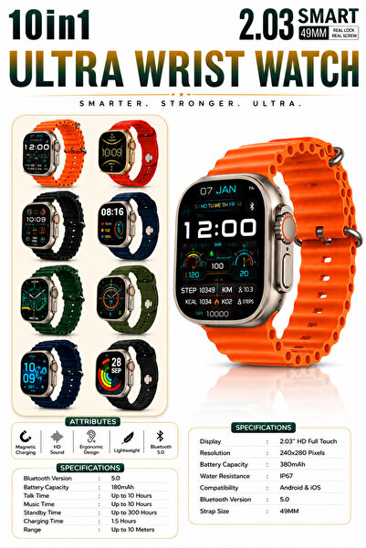 Unbranded/Generic 10-in-1 Ultra 3 Wrist Smart Watch, Bluetooth calling smartw...