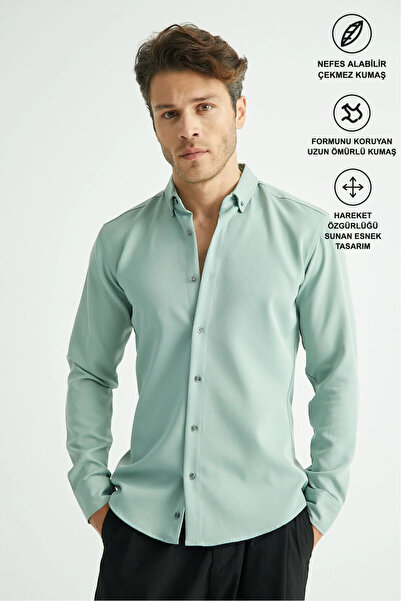 Redline Flex Slim Fit Soft Easy Iron Priedušná pánska košeľa Mint