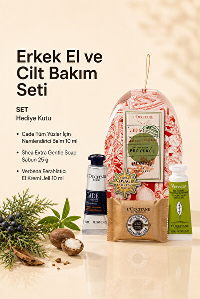 L'Occitane Erkek El ve Cilt Bakım Seti, Mini Kutulu, 3'lü Set