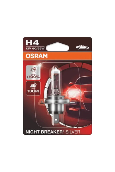 Osram Bec auto cu halogen Night Breaker argintiu +100% H4 60/55W 12V 64150NBS
