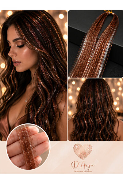 Darya Dd284 Shimmering Copper Glitter Tinsel Hair Extension - Golden Bronze Hair