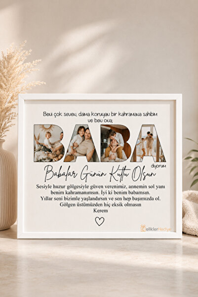 ÇELİKLER HEDİYE Kişiye Özel Baba Çerçevesi Dede Eşe Hediye Babalar Günü Hediy...