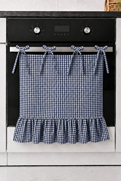 Mirilliahome Bow-Tie Oven Cover with Gingham Pattern Decorative Oven Curtain