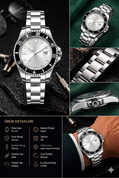 Reddington Men's Steel Band Calendar Wristwatch